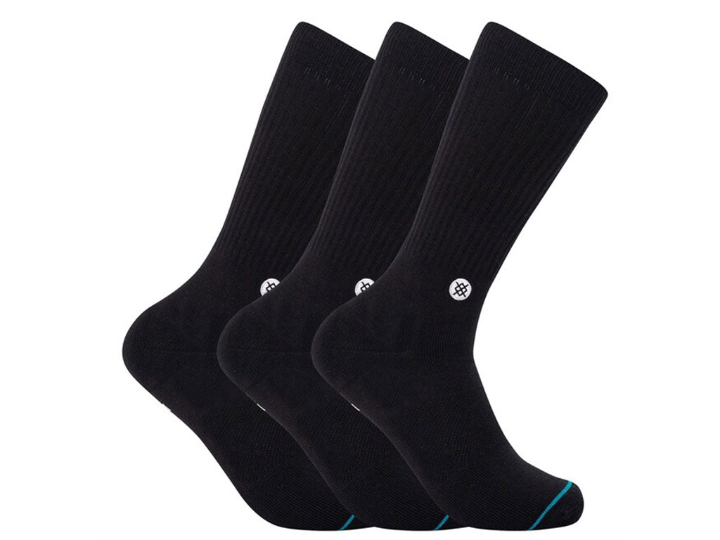 Icon Crew Sock 3 Pack Crew Socks (Black)