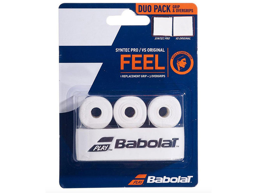 Babolat Syntec Pro Replacement Grip and VS Original Duo Pack (White)