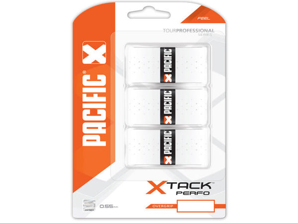 Pacific X Tack Pro Perforated Tennis Racket Over Grip Pack of 3 (White)