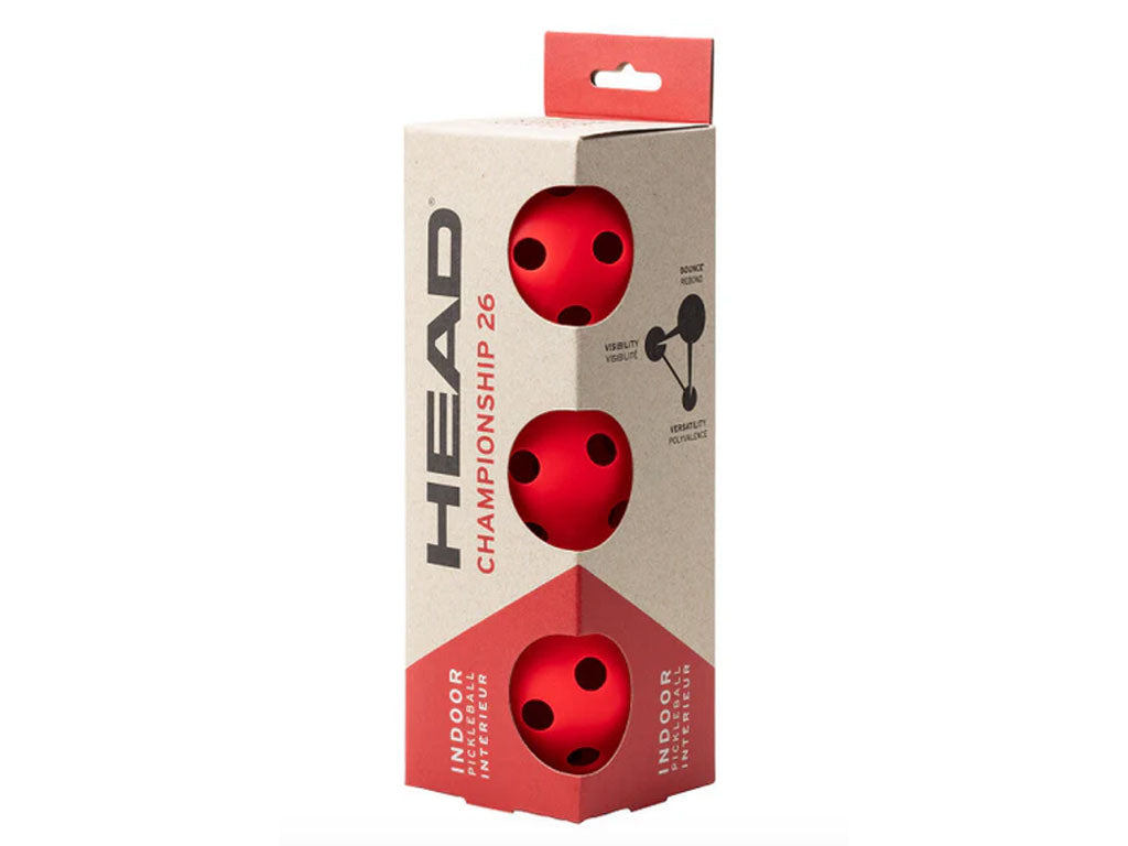 Head Championship 26 Red Indoor Pickle Ball (3 Ball Pack)