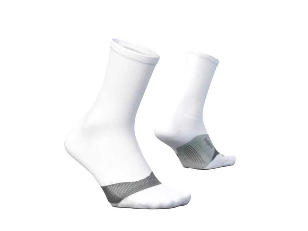 Feetures Elite Light Cushion Mini Crew Running Sock (White)