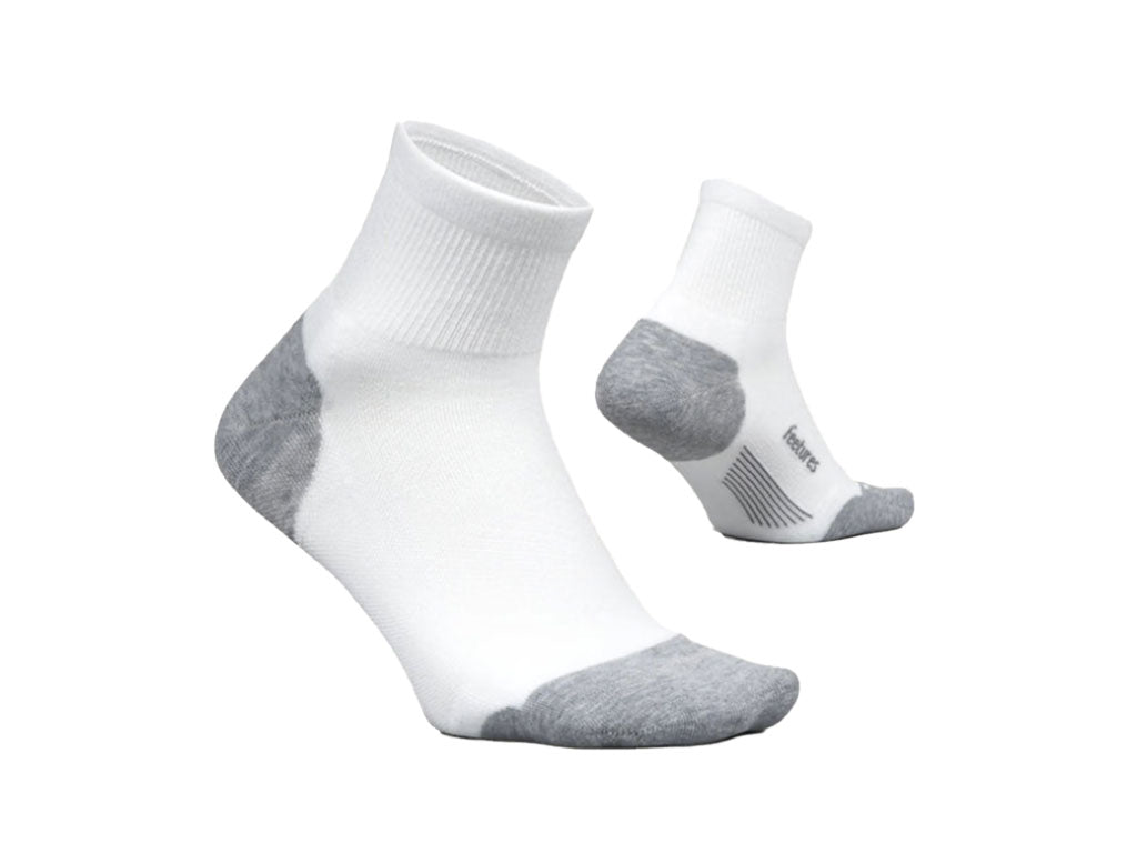 Feetures Elite Max Cushion Quarter Running Sock (White)