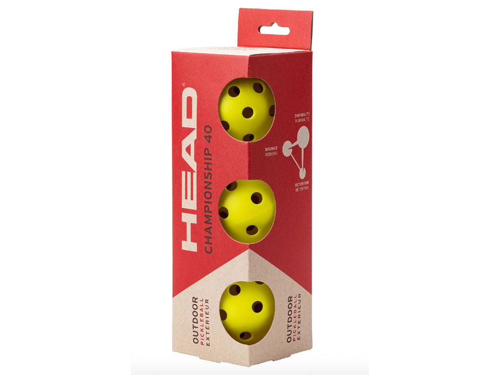 Head Championship 40 Yellow Outdoor Pickle Ball (3 Ball Pack)